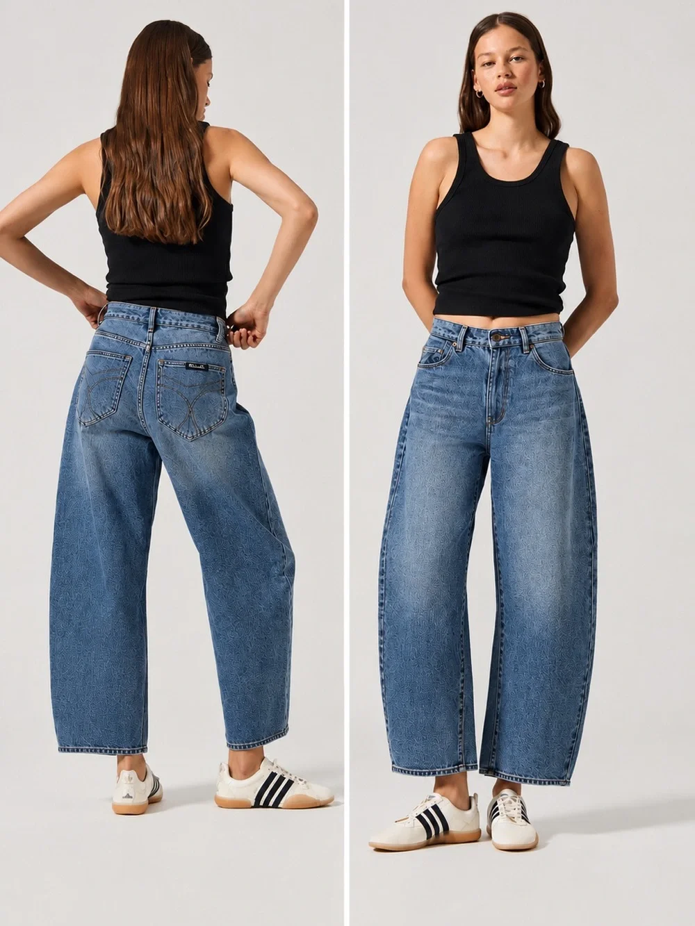 Rolla’s Gigi Barrel Jeans Women’s 30 High Rise Button Fly Curved Leg Blue